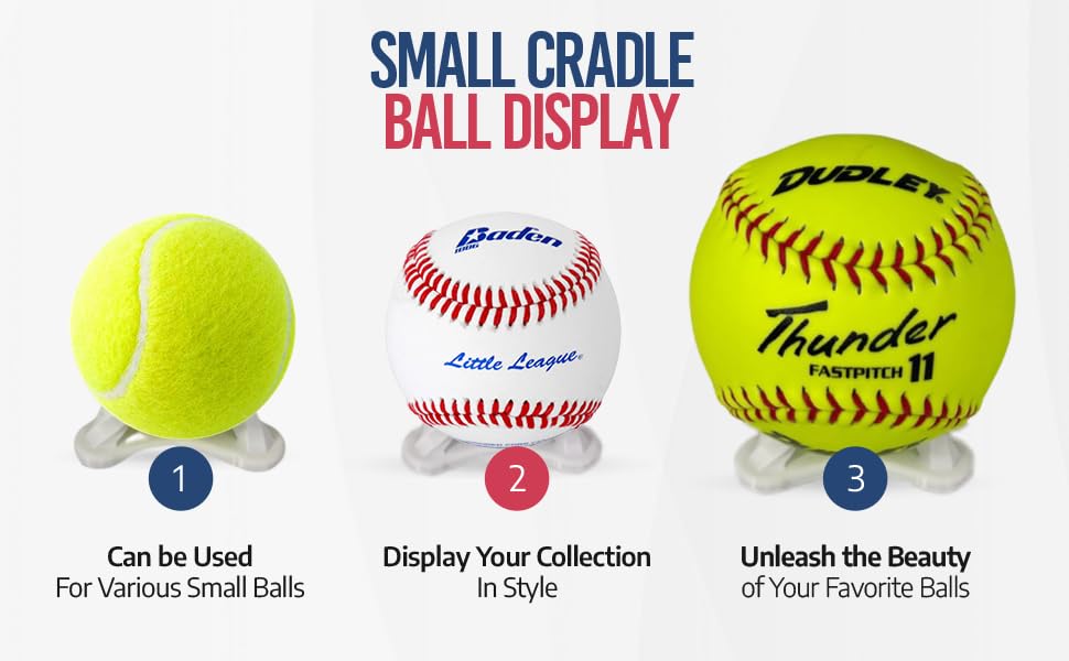 Small Ball Cradle Display Stand - Baseball, Softball and Tennis Ball Holder - Made in USA - Baseball Display Stand, Softball Display Stand, Tennis Ball Display Stand (Purple)