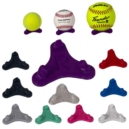 Small Ball Cradle Display Stand - Baseball, Softball and Tennis Ball Holder - Made in USA - Baseball Display Stand, Softball Display Stand, Tennis Ball Display Stand (Purple)