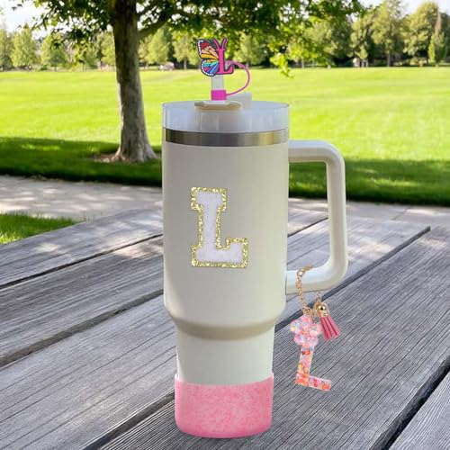 LA KEN DU Use for Stanley Cup Accessories Charms 40oz 30oz,Compatible with Stanley Cup Letter Charms for Handle Silicone Boot,Straw Cover Topper & Sticker(W)