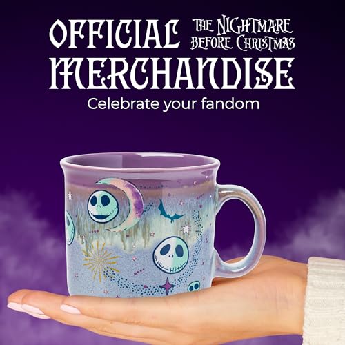 Silver Buffalo Disney Nightmare Before Christmas Jack Skellington Mystic Opulence Reactive Glaze Ceramic Camper Mug, 20 Ounces