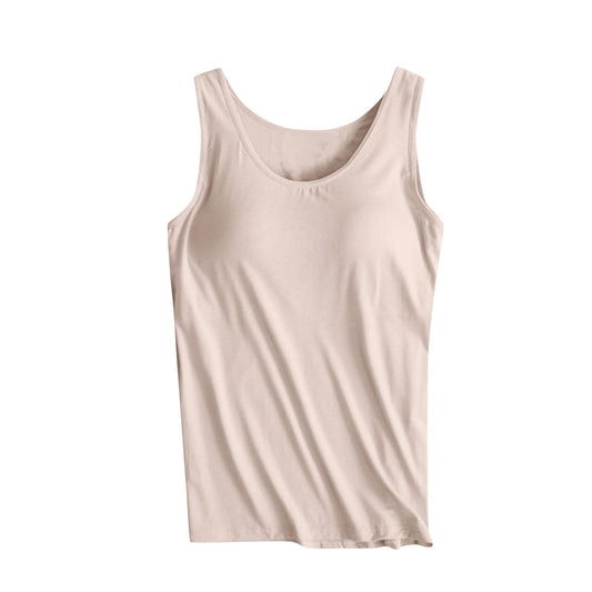 Prime The Day Deals Today 2024, Workout Top with Built in Bra, Tank Tops with Built-in Shelf Bras for Women Racerback Wide Strap Camisole Cotton Yoga Cami Tanks A-beige
