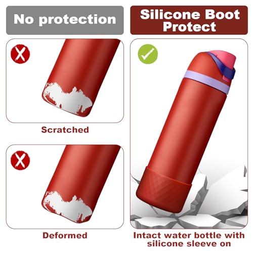 Comheral 2PCS Silicone Water Bottle Boot for Owala 24oz, Anti-Slip Protective Sleeve Bottom Bumper for FreeSip, Twist, and Flip Stainless Steel Bottles, Dishwasher Safe and BPA Free(Brown)