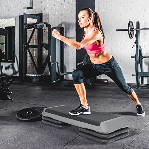JupiterForce 43" Adjustable Workout Exercise Step Platform, Aerobic Steppers for Exercise with 4 Removable Risers for Home Gym Strength Training