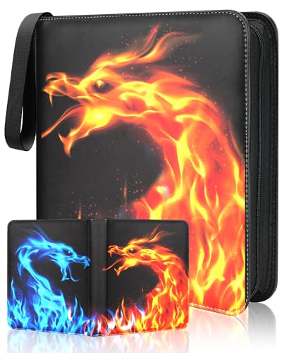 Winsing Card Binder 4 Pocket, 440 Cards Pockets Card Holder with 50 Removable Sleeves, 3 Ring Trading Card Binder Album Case Book Storage TCG, CCG, MTG, YuGiOh