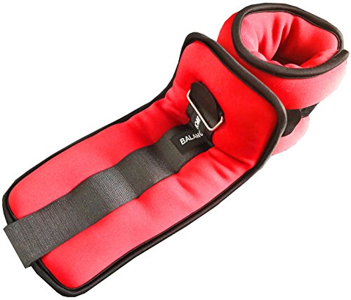 Signature Fitness Fully Adjustable Ankle Wrist Arm Leg Weights, 5 lbs each (10-lb pair), Red