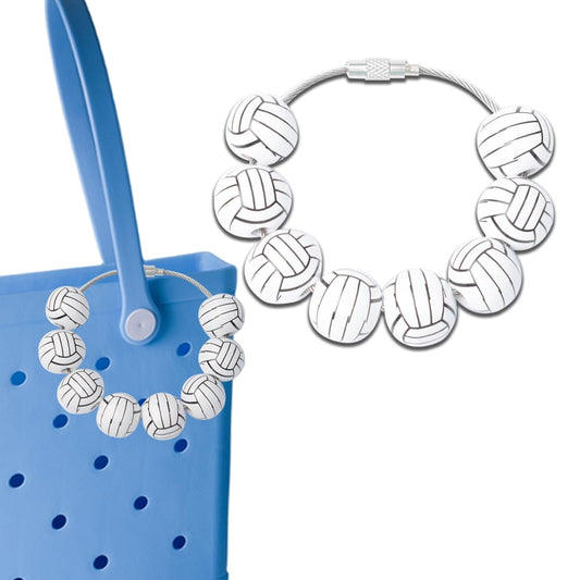 Rubber Beach Bag Sports Charms Volleyball Bag Bogg Bag Volleyball Accessories for Women Volleyball Coach Player Sports Charms for Large Bogg Accessories for Handbags Wooden Beads Charm