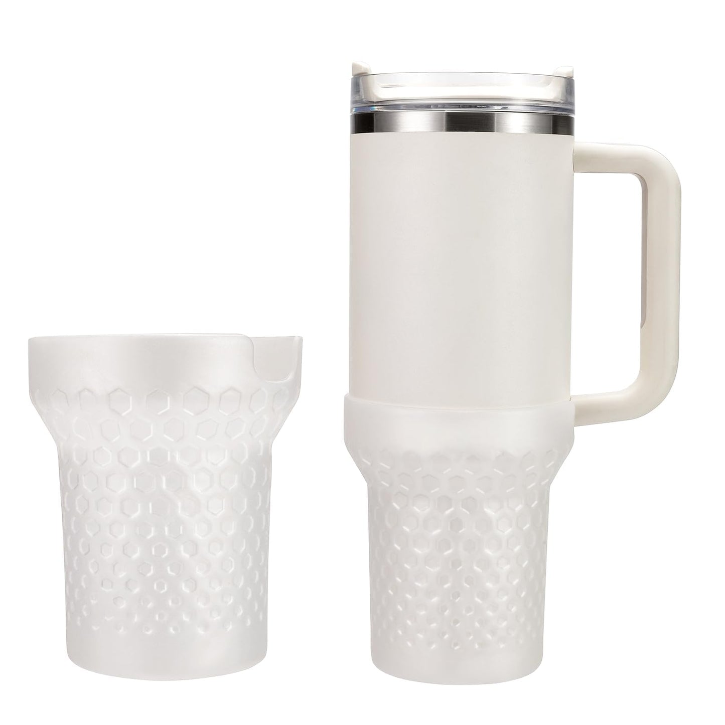 Thxbag Silicone Boot for Stanley Cup 30 oz, Clean Boot Sleeve Cover Fit with Stanley H2.0 and Quencher Adventure Tumbler Accessories (30 oz / 20 oz,Clean)
