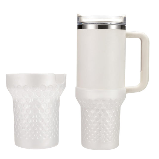 Thxbag Silicone Boot for Stanley Cup 30 oz, Clean Boot Sleeve Cover Fit with Stanley H2.0 and Quencher Adventure Tumbler Accessories (30 oz / 20 oz,Clean)