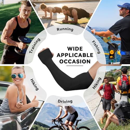 Kinwor Arm Sleeves for Men & Women 4 Pairs, UPF 50 Cooling Compression Sleeves to Cover Arms, UV Sun Protection Arm Sleeves for Outdoors Golf Football Baseball Basketball, White