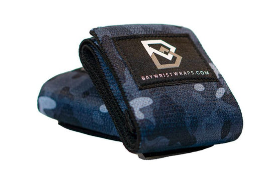 Bay Wrist Wraps Weightlifting Workout Wrist Brace - Adjustable, One Size Fits All - Comfort Wrist Wraps for Weightlifting with Thumb Loop, Lifting Wrist Straps in Black Camo - 18-inch Wrist Wrap