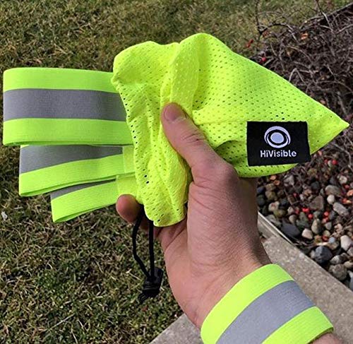 HiVisible Reflective Bands for Night Walking Reflective Arm Bands for Runners Reflective Wristbands Reflective Ankle Bands Cycling Reflective Running Gear Bike Pant Leg Strap Bicycle Pants Clips