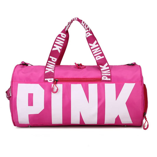 Sports Gym Bag, Travel Duffle Bag with PINK printing, Shoulder Tote Bags Weekend Bags for Workouts, Travel, Hiking, Perfect for Mom's Gifts