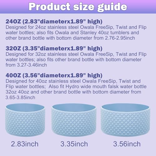 WK IEASON 2Pcs Silicone Water Bottle Boot for Owala 24oz, Protective Flask Bottom Cover Base for Owala FreeSip Twist and Flip Flask Bottles (Diomond Snapper/black, 24OZ)
