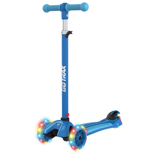 Gotrax KS1 Kids Kick Scooter, LED Lighted Wheels and 3 Adjustable Height Handlebars, Lean-to-Steer & Widen Anti-Slip Deck, 3 Wheel Scooter for Boys & Girls Ages 2-8 and up to 100 Lbs