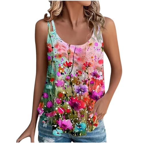 Women's Tops Clearance Womens Plus Size Tops Clearance of Sale Prime 2024 Tank Tops for Women Summer Casual Eyelet Embroidery Sleeveless Tanks Spaghetti Strap Flowy Shirt Scoop Neck Pleated Cami