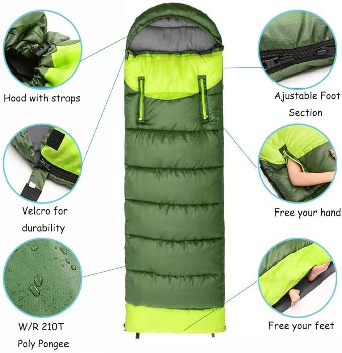 0 Degree Sleeping Bags for Adults Kids Cold Weather & Warm XL Large Waterproof Wearable Compact Sleeping Bag Temp Range (32F-59F) 4.3 lbs for Winter Summer Camping Hiking and Travel
