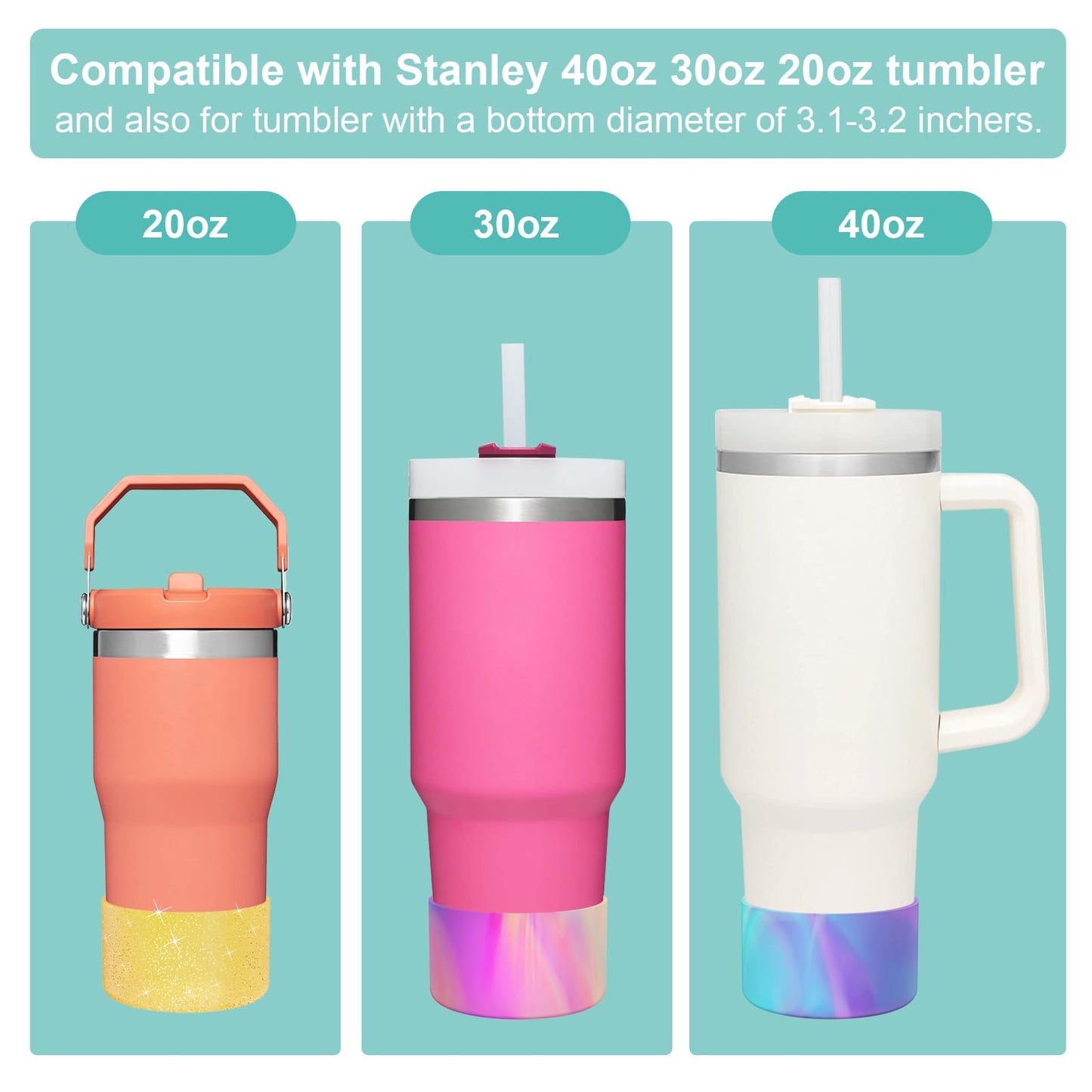Upgrade 2PCS Protective Silicone Boot Bumper for Stanley Quencher Adventure 40oz 30oz IceFlow 20oz 30oz Tumbler, Water Bottle Bottom Sleeve Cover Accessories for Stanley Mug Cup(Camouflage Blue)