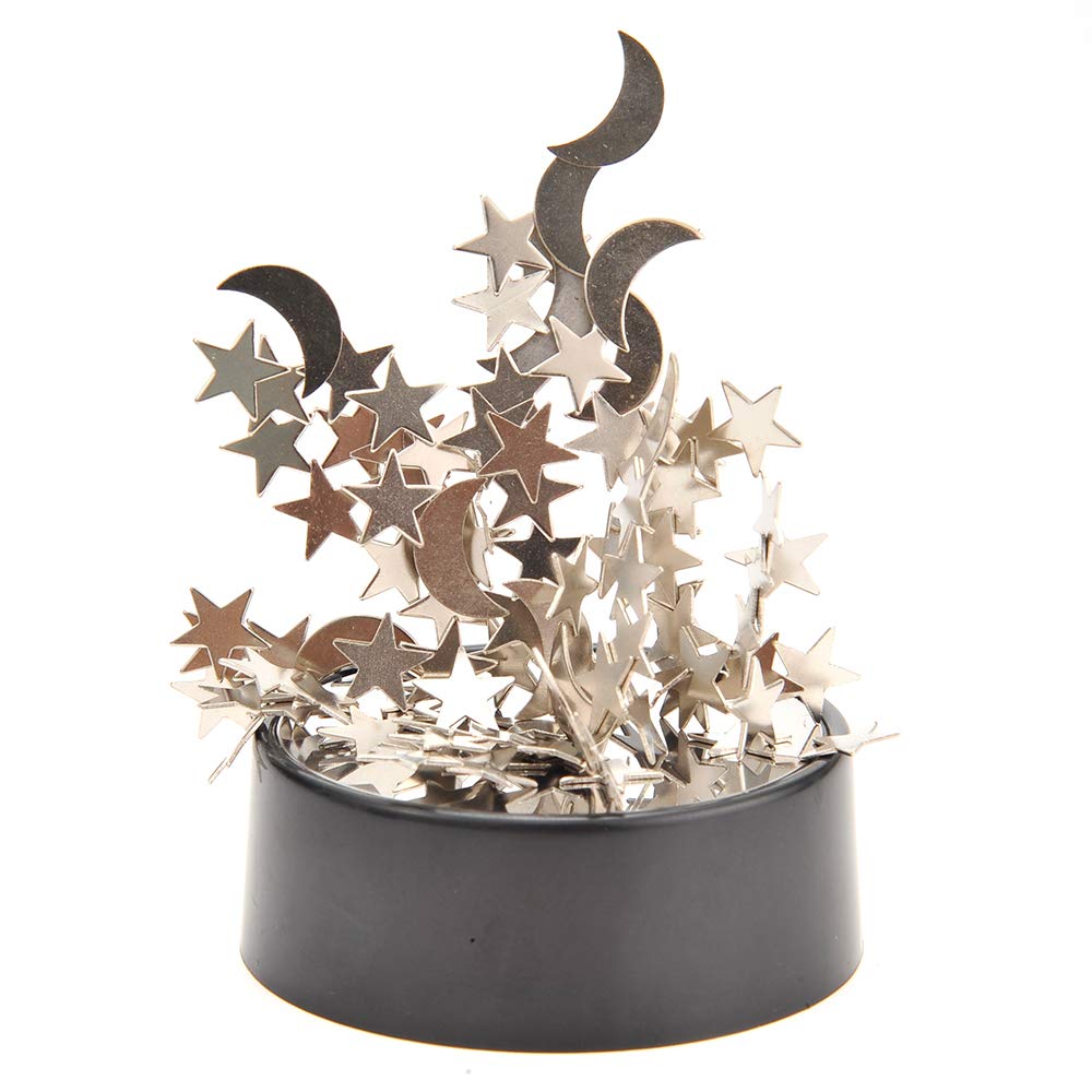 PowerTRC Magnetic Desktop Sculpture (Moons and Stars) | Mini Magnetic Art Decoration for Desktop | Fun Stress Relief Office Gift (2 Packs)