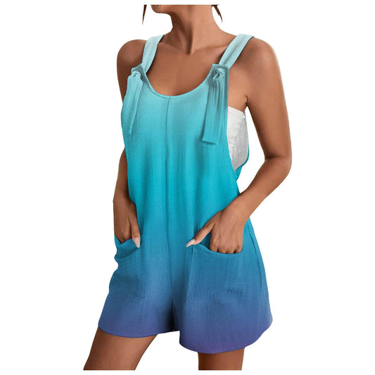 Tthxqing Spaghetti Strap Jumpsuits For Women Casual 2024 Sleeveless Overalls Jumpsuit with Pockets Trendy Vacation Outfits