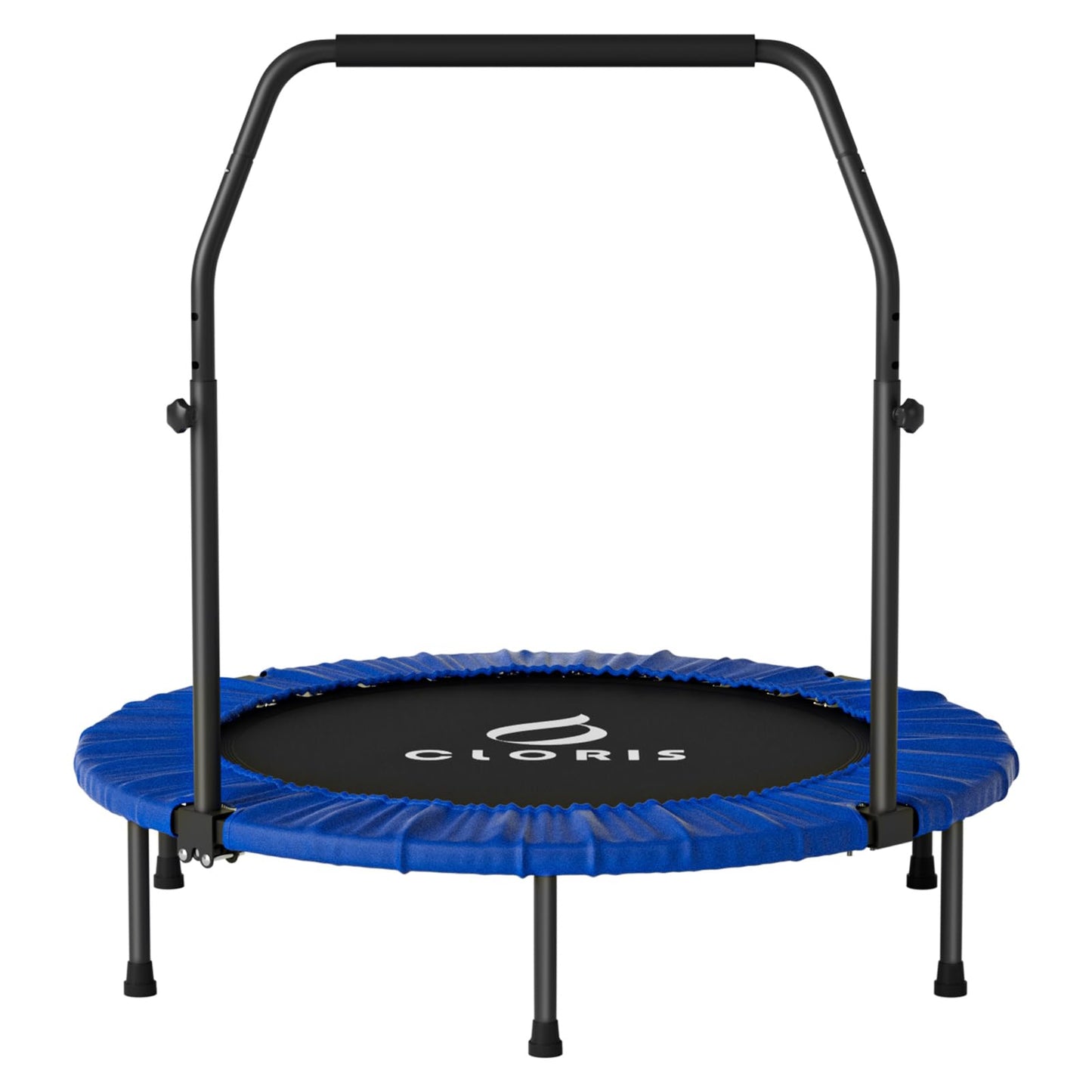 CLORIS 38in/40in/48in Folding Trampoline Mini Rebounder Fitness Trampoline with Adjustable Foam Handle for Kids/Adult, with safty Padded Cover Best Gift for Kids/Adult (Yellow)… (40in-Blue)