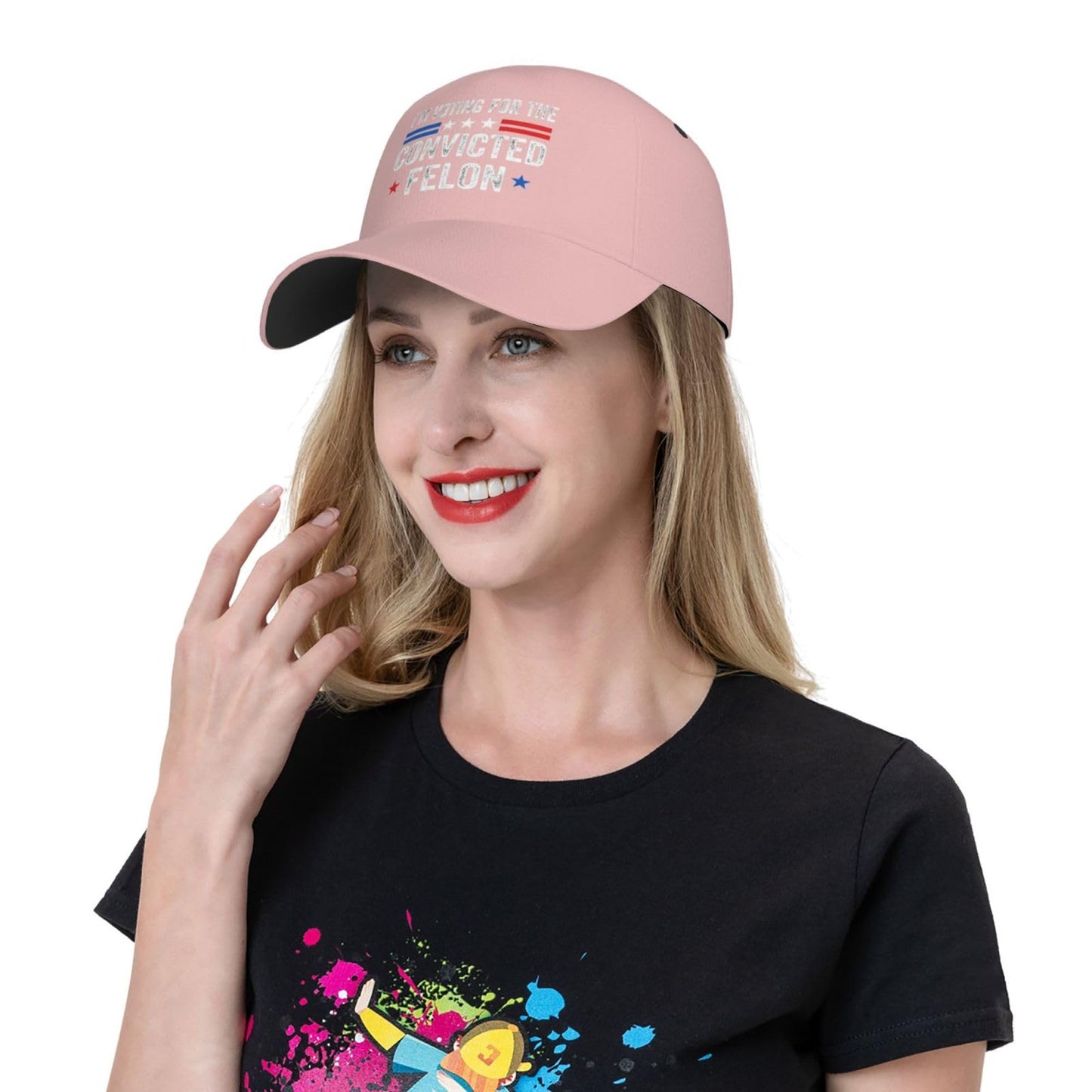 feirel I'm Voting for The Convicted Felon Baseball Caps for Women Men Adjustable Cute Funny Pink Hats for All Season