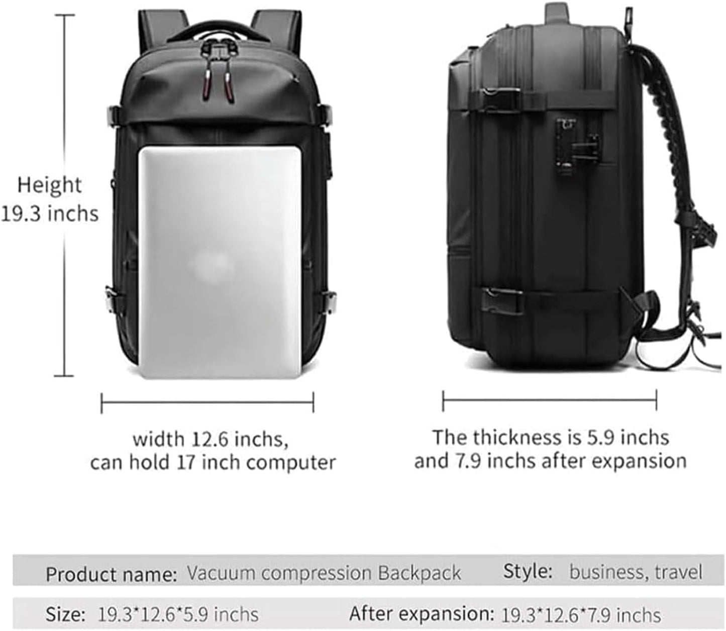 ZHIGNEP Alepeak Vacuum Backpack, Vacpack Backpack, 60L Airbag Backpack Travel,Waterproof Anti-Theft Vacuum Compression Backpack (vacpack 2.0- Blue)