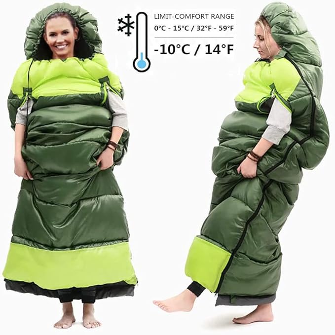 0 Degree Sleeping Bags for Adults Kids Cold Weather & Warm XL Large Waterproof Wearable Compact Sleeping Bag Temp Range (32F-59F) 4.3 lbs for Winter Summer Camping Hiking and Travel