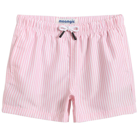 maamgic Boys Swim Trunks Toddler Swim Shorts Little Boys Bathing Suit Swimsuit Toddler Boy Swimwear Pink and White Stripes 2T,Pink and White Stripes,2 T