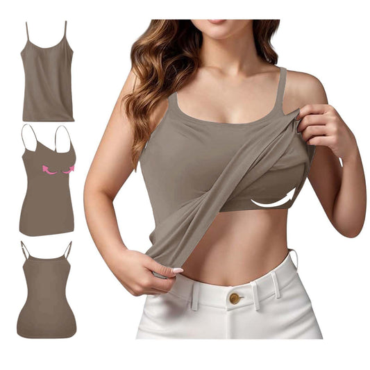 Generic Clearance Customer Service Chat Online Now Tank Top Built in Bra Adjustable Spaghetti Strap Cami Bra 2024 Summer Casual Athletic Tank Tops for Women Cute Tank Tops for Women Dark Gray L