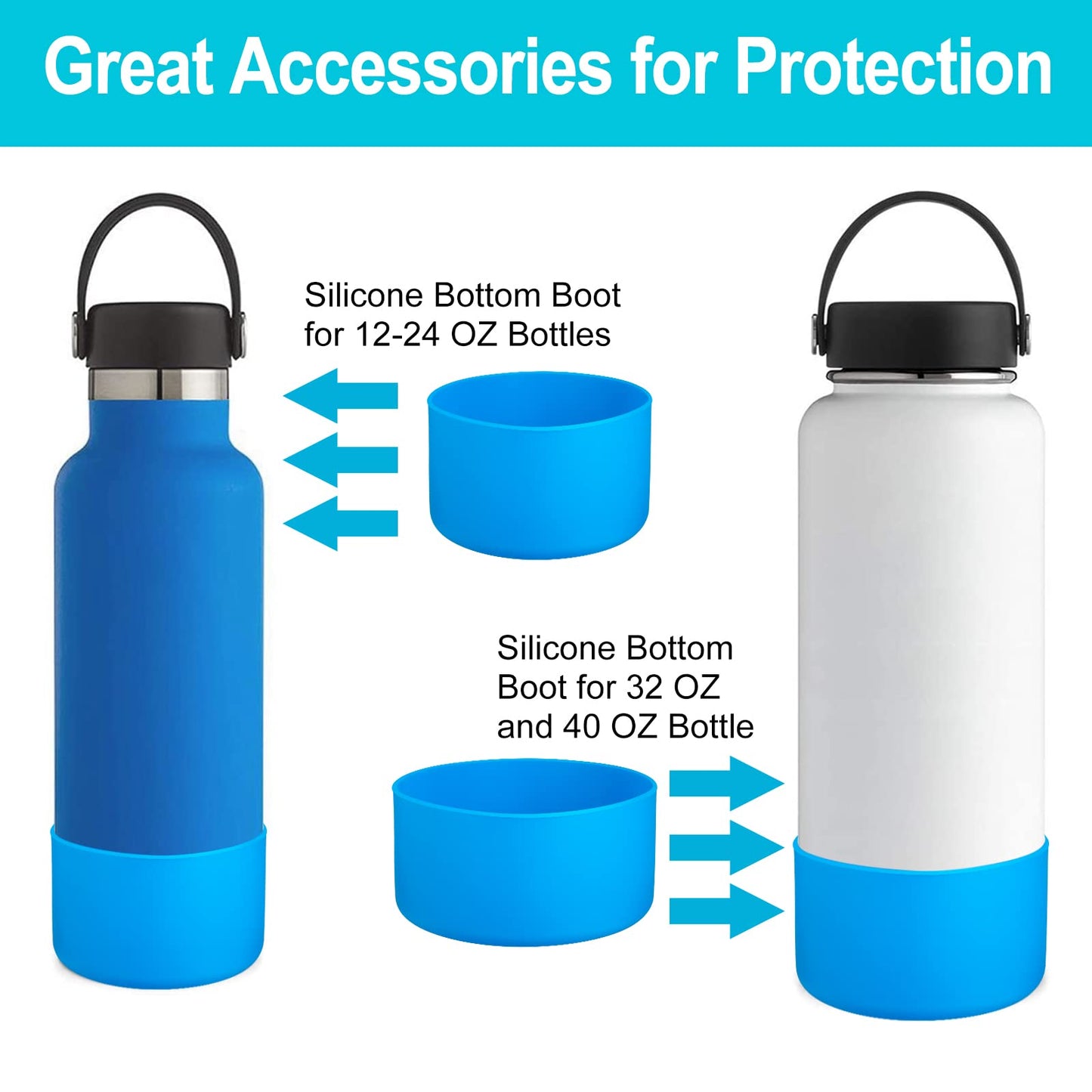 DBIW Boot for Hydro Flask 12-24 OZ Water Bottle/Stanley Tumbler, Bottom Boots for Hydroflask Sports Water Bottles, Silicone Bottom Cover Sleeve (Blue, Fits Stanley Cups + Hydro 12-24 oz)
