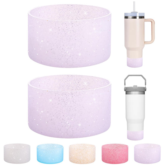 Cadolen Glitter Silicone Boot, 2 PCS for Stanley Boot, Compatible with 30 40oz Stanley Cup, Slip/Scratch/Noise Protector for Stanley Accessories and More Bottles/Tumblers Bottom of 2.8-2.95in