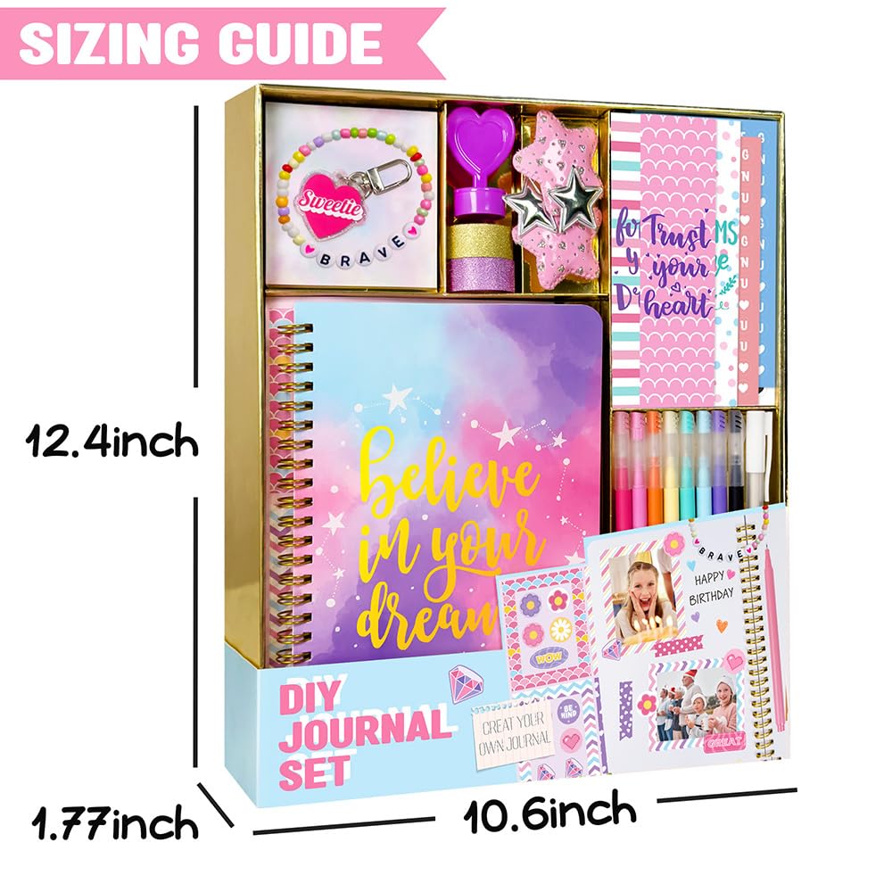 Nollh DIY Journal Kit for Girls - DIY Journal Set for Tween & Teen Girls, Stationery Set, Scrapbook & Diary Supplies Set, Journaling Art Crafts Kit, Ideal Gifts for 8 9 10 11 12 13 14 Year Old Girl