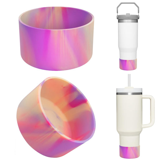 Upgrade 2PCS Protective Silicone Boot Bumper for Stanley Quencher Adventure 40oz 30oz IceFlow 20oz 30oz Tumbler, Water Bottle Bottom Sleeve Cover Accessories for Stanley Mug Cup(Camouflage Pink)