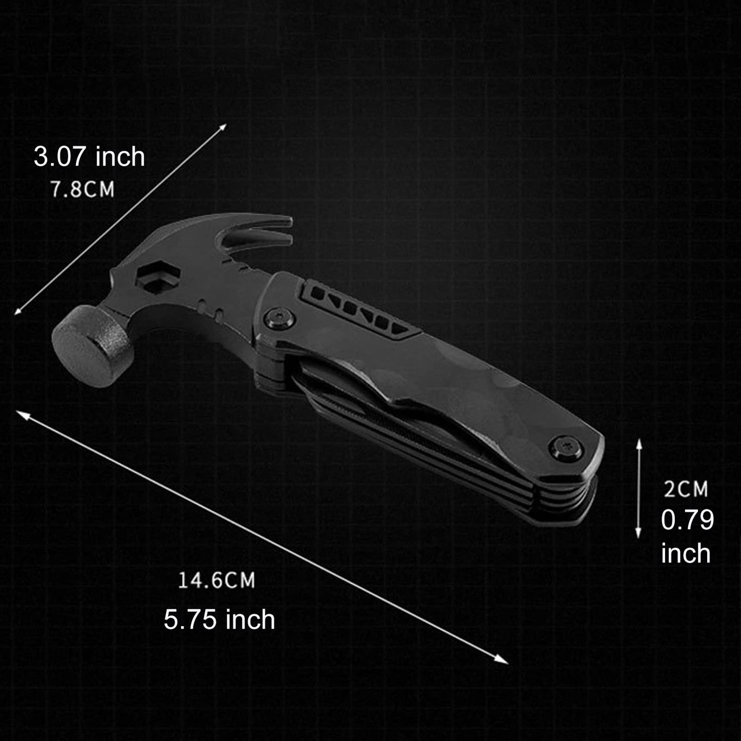 Multitool 9 in 1 Hammer Multifunctional Outdoor Hunting Kit Christmas Gifts for Emergency Unique Portable Escape,Travel,Family Mini Camping Gear Survival Tool for Dad Boyfriend Men,Black