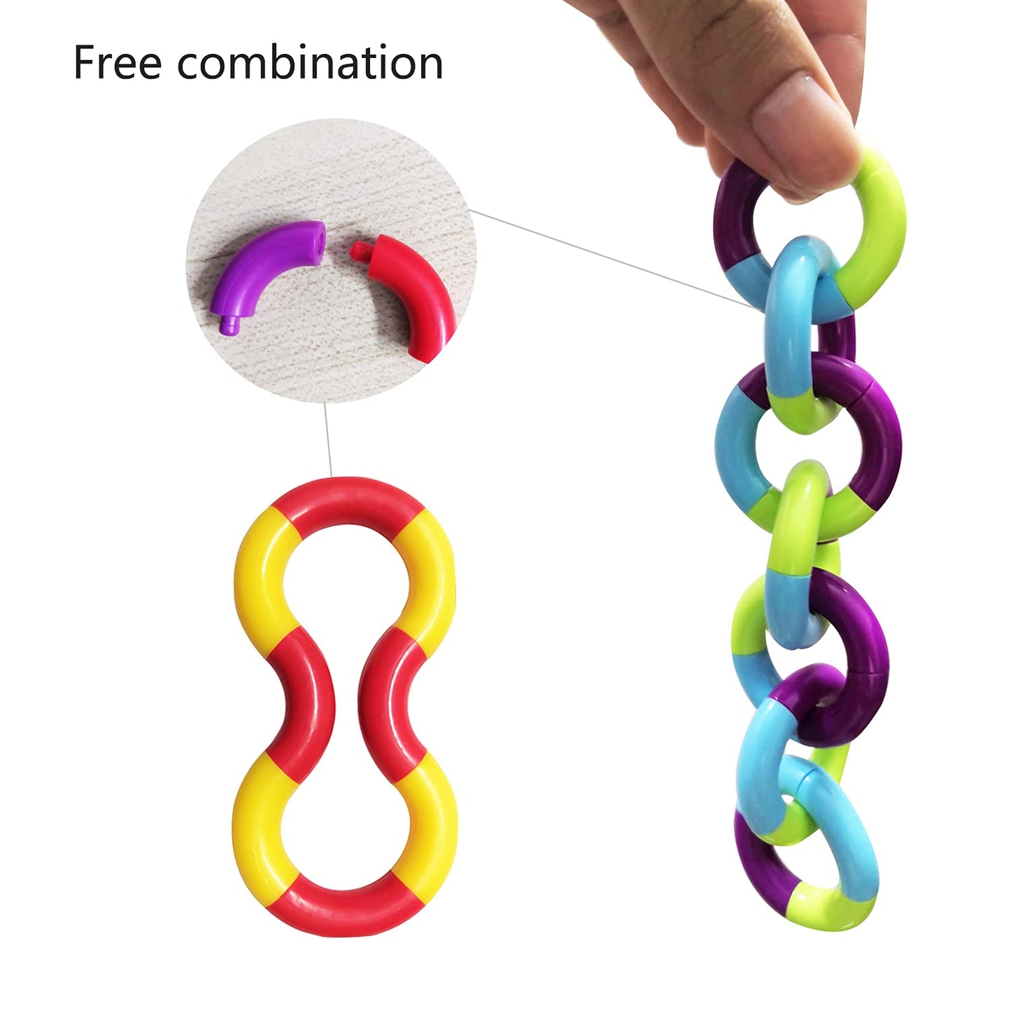 20 PCS Quiet Fidgets Toys,Multicolor Fidget Toys for Adults,Kids-Sensory Items for Relaxation,Autism,Decompression-Squeeze, Twist, Chain Spinner Alternative Gift