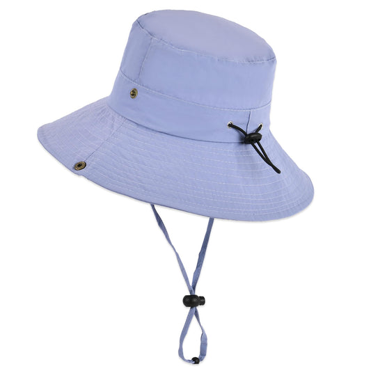 Kids Wide Brim Sun Hat Adjustable for Teen Youth Bucket Sun Protection UPF 50+ Safari Hat(Purple,53cm/2-8y)