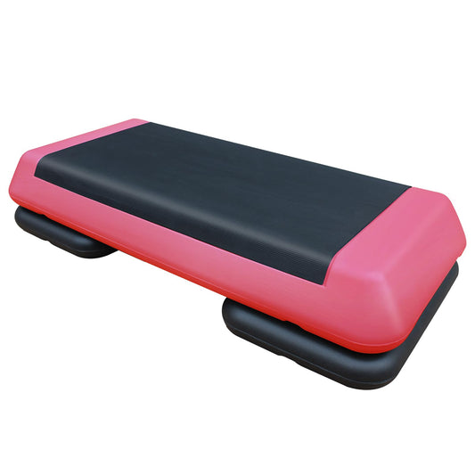 SculPong Aerobic Step Platform Height Adjustable Workout Step 4" - 6" - 8" for Fitness Strength Training with 2 Risers Rose Red