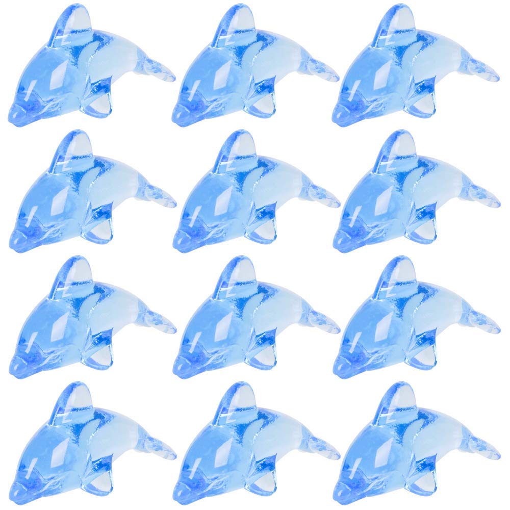 ArtCreativity Acrylic Dolphin Cake & Cupcake Toppers, Set of 24, Mini 2 Inch Dolphin Figurines, Decorations for Sea, Nautical, Mermaid, & Baby Shower Parties, Fun Party Favors, Goodie Bag Fillers