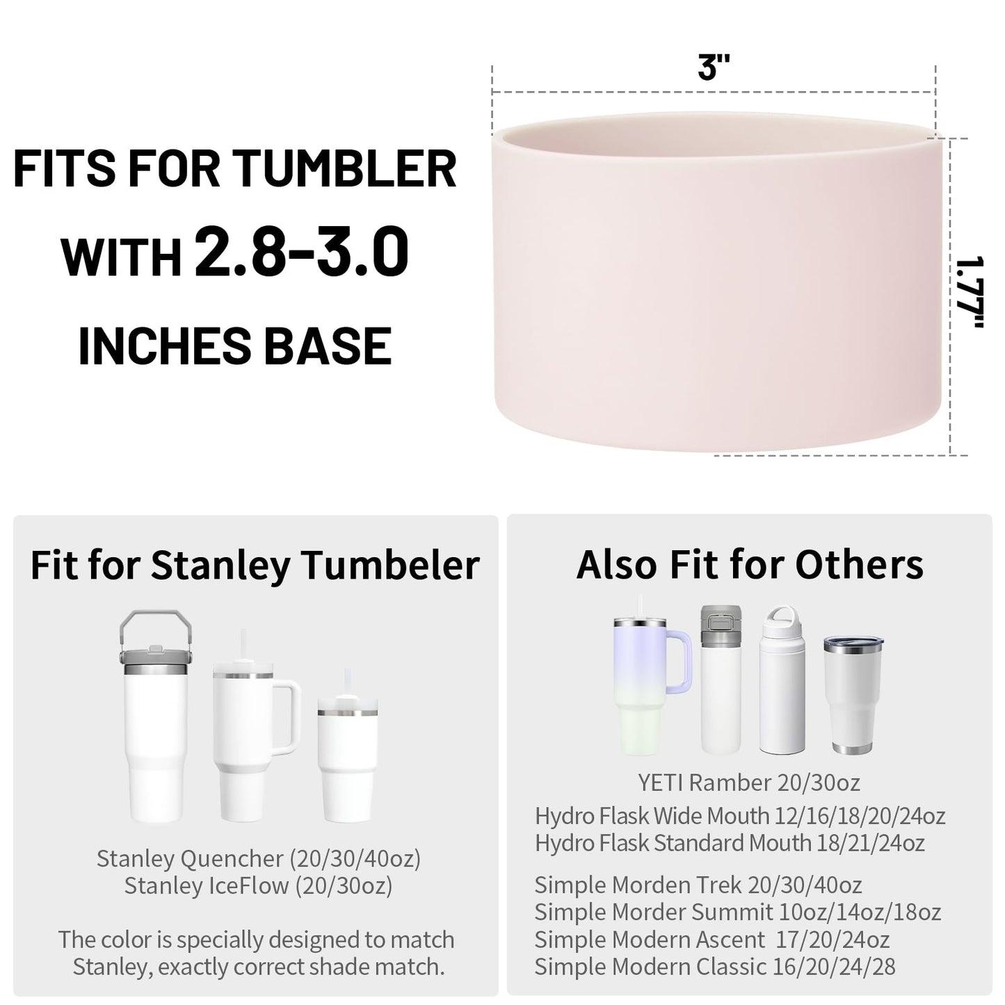 DUNLAGUE 2-Piece Silicone Boot for Stanley Quencher H2.0 20 30, 40oz & IceFlow Flip 20 30oz Tumblers with 3-Piece Straw Cover Cap, Stanley Cup Accessories Set, Rose Quartz