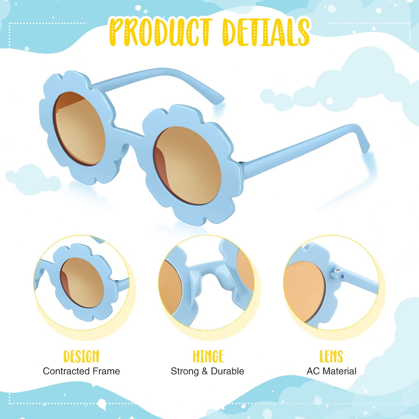 Cindeer 36 Pcs Retro Flower Sunglasses Daisy Flower Headbands Peace Sign Necklace Set, Groovy Party Decorations Hippie Costume Accessories 60s 70s Party Favors for Kids