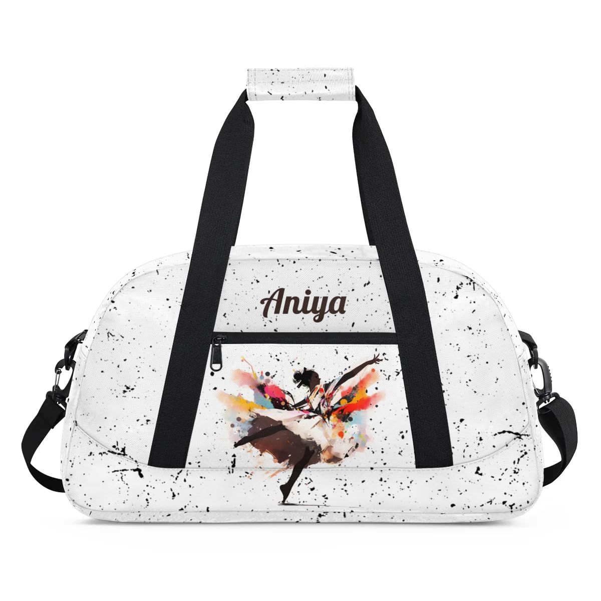 Personalized Gym Bag for Kids Girls, Black Girls Dance Custom Small Duffel Bag with Padded Handles Carry On Weekend Travel Bag for School Practice Ball Games