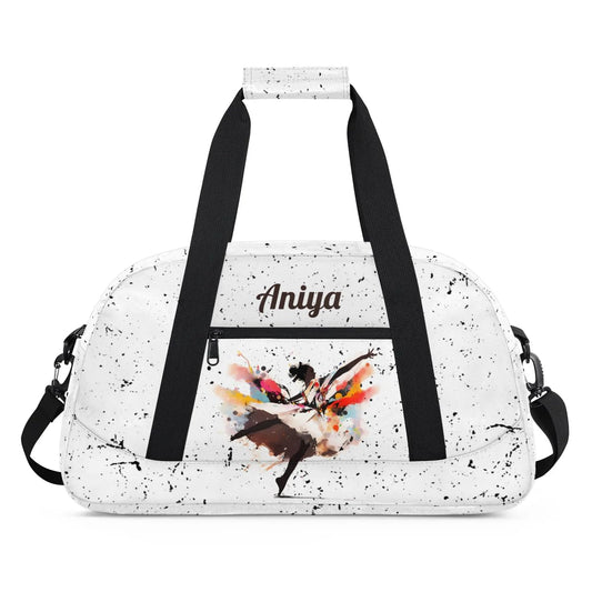 Personalized Gym Bag for Kids Girls, Black Girls Dance Custom Small Duffel Bag with Padded Handles Carry On Weekend Travel Bag for School Practice Ball Games