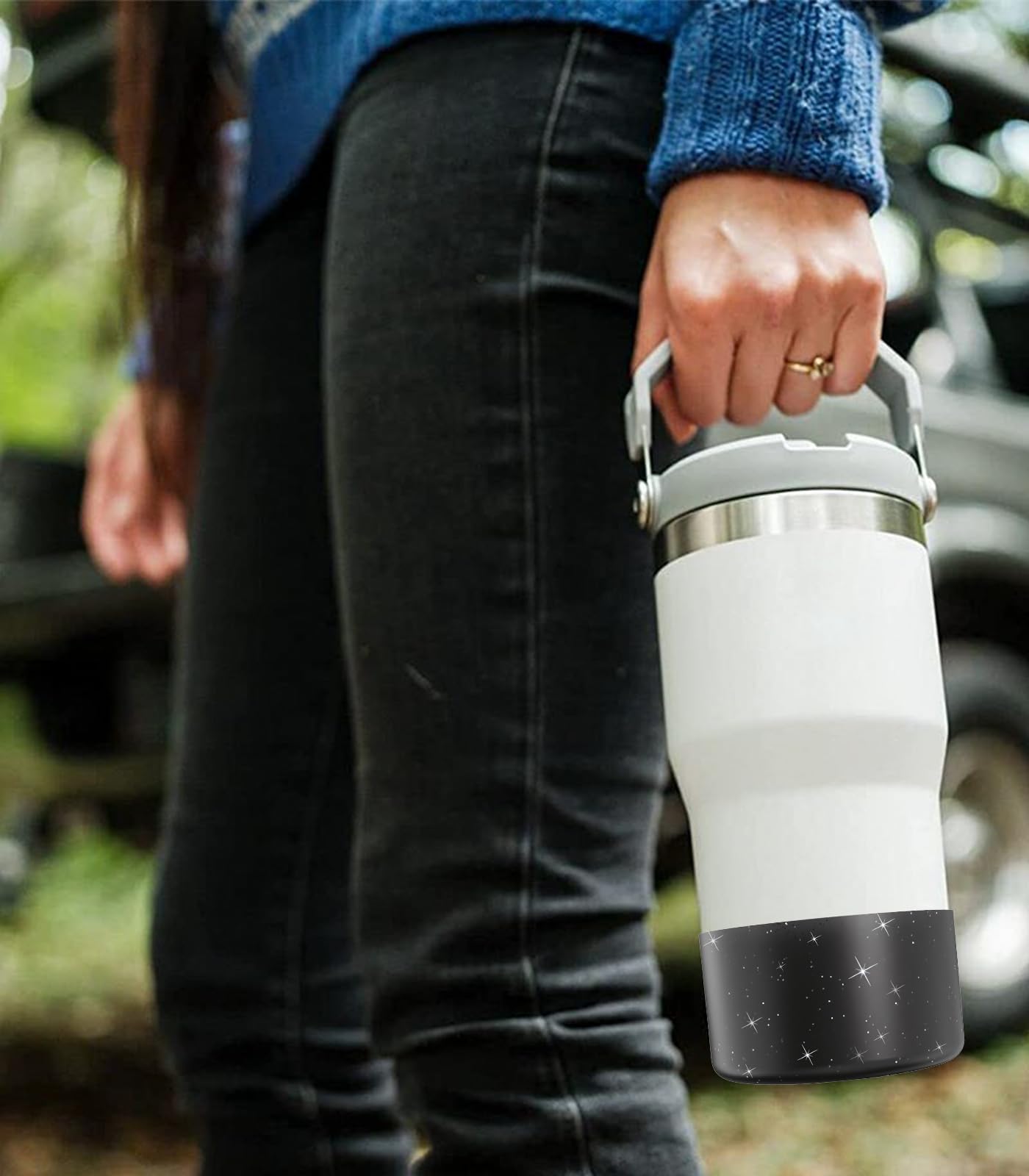 Upgrade 2PCS Protective Silicone Boot Bumper for Stanley Quencher Adventure 40oz 30oz IceFlow 20oz 30oz Tumbler, Water Bottle Bottom Sleeve Cover Accessories for Stanley Mug Cup(Glitter Golden)