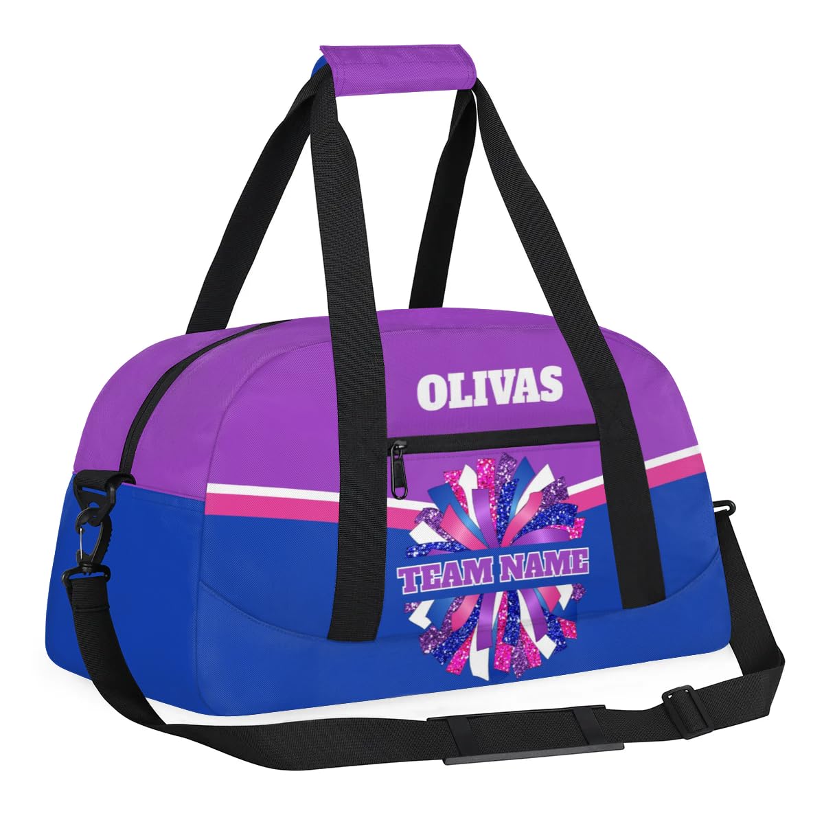 Personalized Cheerleader Bag Dance Bag for Girl, Custom Team Bag Gym Bag Sport Duffel Bag, Weekender Bags Travel Bag for Cheer Team Blue Pink Purple Glam