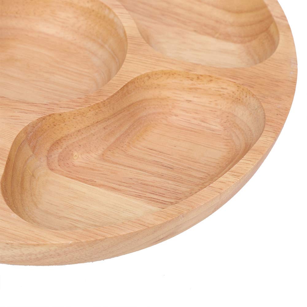 Round Wood Tray, Wooden Round Tray Divided Serving Tray Coffee Snack Trays Vegan Friendly Coasters Decorative Platter Cheese Board for Kitchen Table Parties Holidays Family Breakfast Dinners Tea