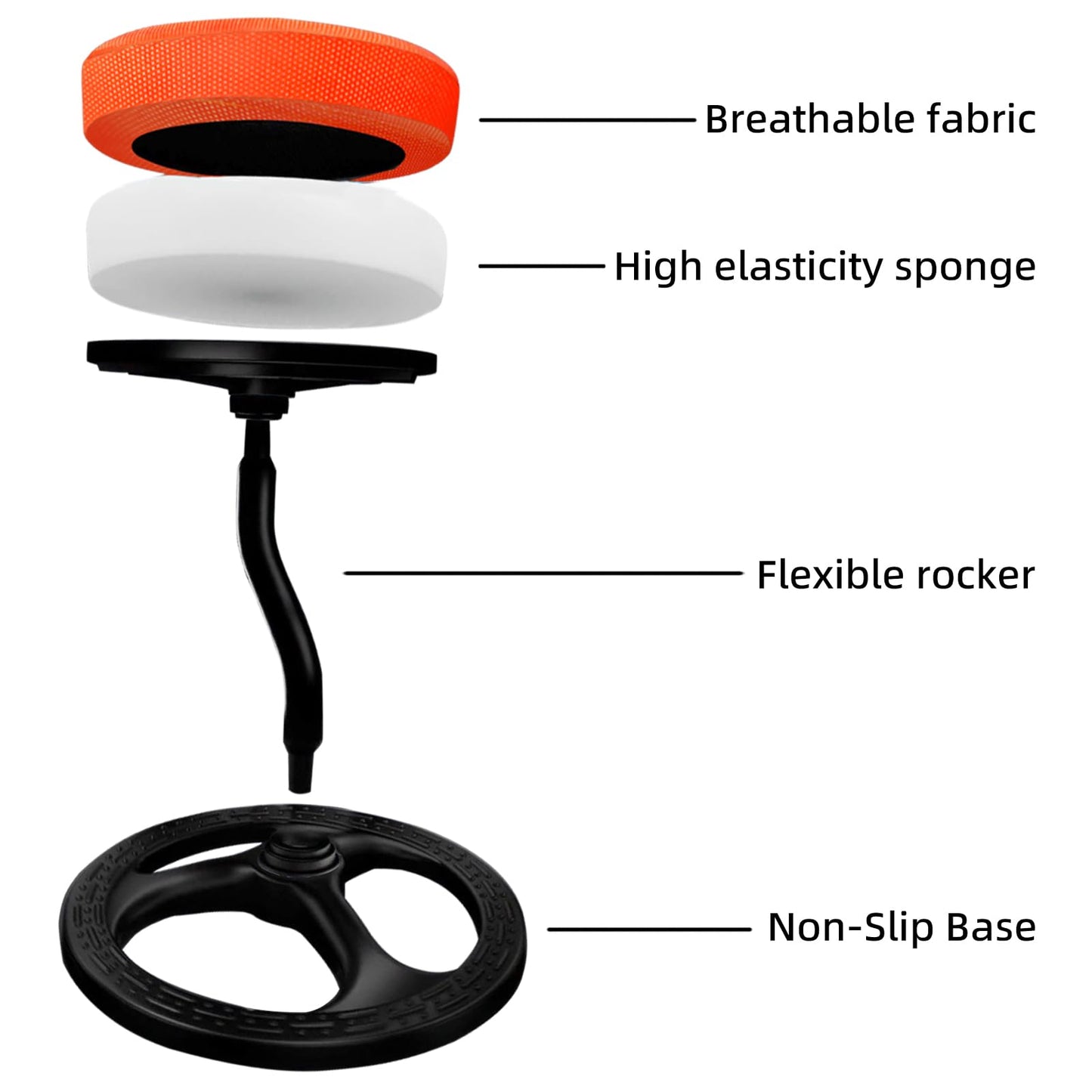 Upaloop Fitness Seat, ADHD Chair Stool for Stability, Balance, Yoga, Office, School, Wellness, Active Sitting with Non-Slip Base and Washable Seat Cover