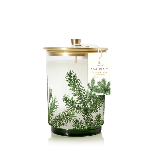 Thymes Frasier Fir Candle - Heritage Pine Needle Luminary Scented Candles - Elegant Pine Candle - Crisp Siberian Fir, Cedarwood & Sandalwood - Holiday Candles - Christmas Decor (Medium, 11.5 oz)