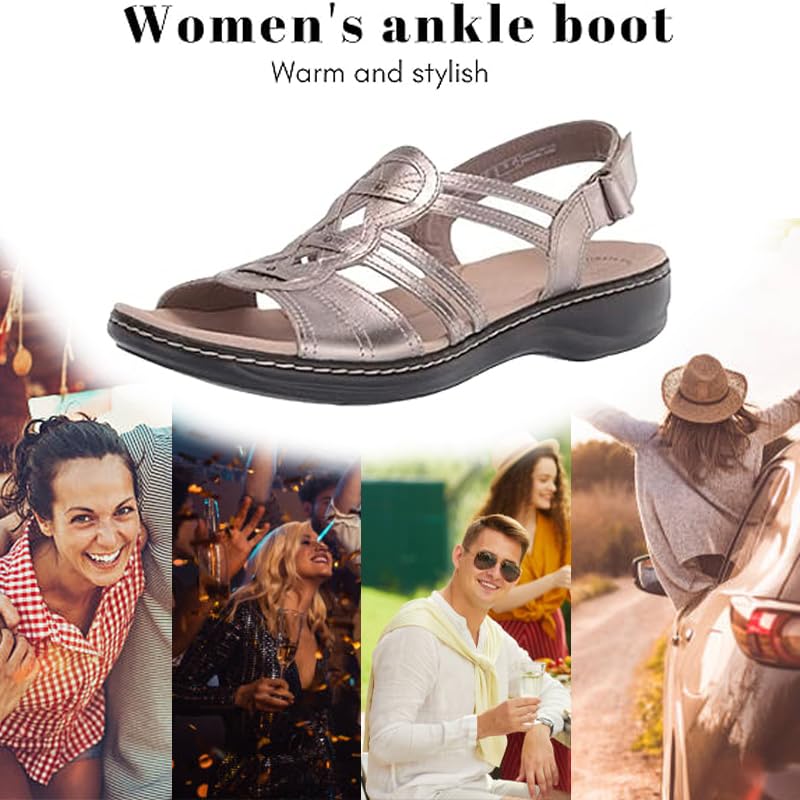 Women's Flat Sandals,Lightweight Orthopedic Sandals for Women,Comfy Sandals for Women,Strappy Slip on Shoes (White,9)