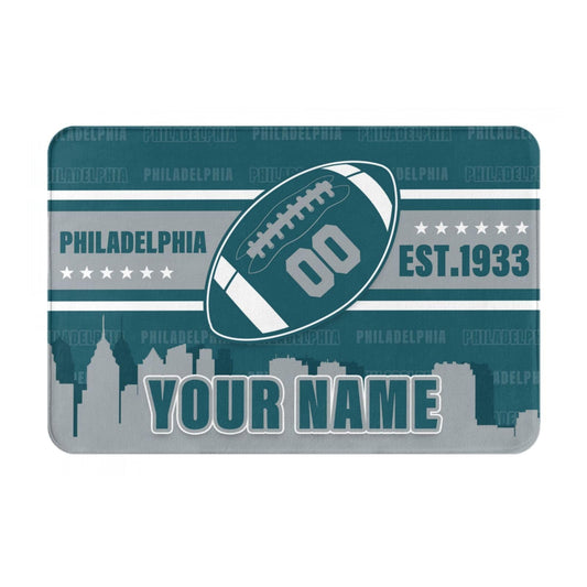Jvgchld Custom Philadelphia Doormat Indoor Outdoor Rug Personalized Door Mats Add Name and Number Decorative Floor Mats Gifts for Football Fans