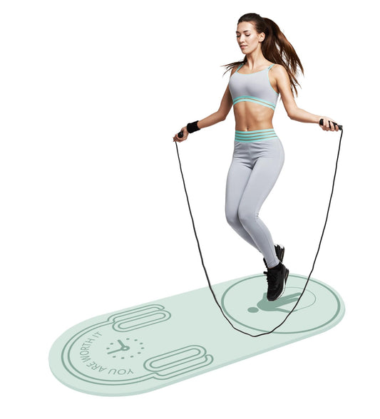 LERYG 8/20/30mm Jump Rope Mat Fitness Exercise Mat Durable, Non-Slip, Workout Mats with Jump Rope & Carrying Bag for Home Gym Flooring in Green((55"x 24")